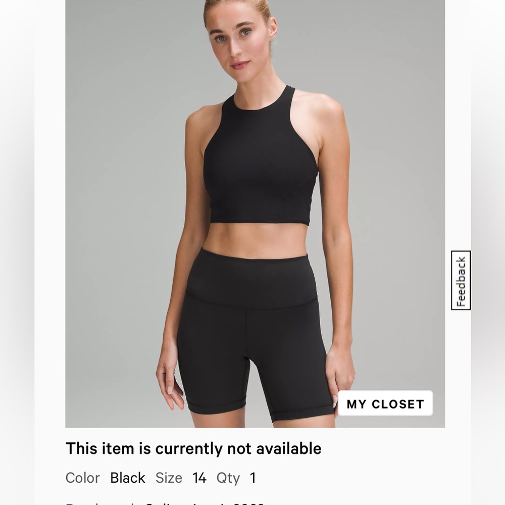 Lululemon used black athletic top size 14